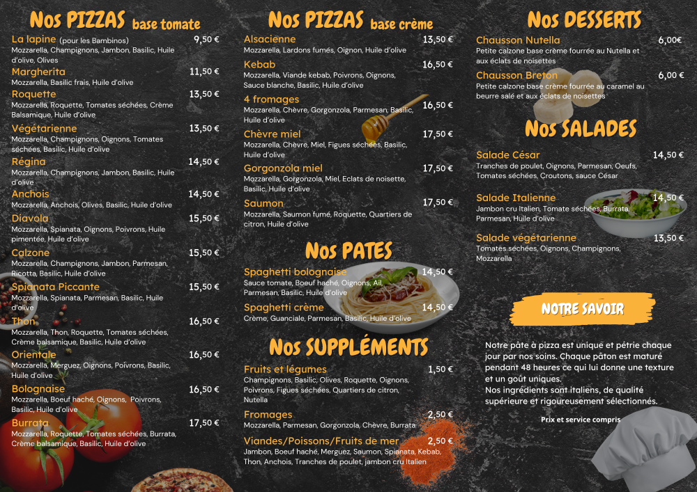 Pizzeria du soleil - Flyer verso